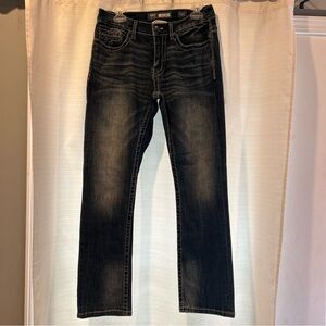 BKE Buckle Jeans Mens 32S Alec Straight Leg Distressed Dark Wash